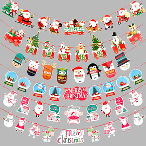 Noël vacances décoration fournitures dessin animé tirer drapeau scène mise en page fabricants <span class=keywords><strong>de</strong></span> papier en gros noël jardin drapeau - Product Image 2