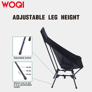 Silla plegable Woqi de aleación de aluminio con respaldo alto, negra, ajustable, para senderismo, viajes, pesca y uso en el jardín. - Product Image 4