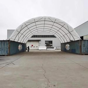Abri de Toit pour Conteneur en <span class=keywords><strong>Acier</strong></span> Galvanisé + PVC, Pare-Soleil Imperméable Toutes Conditions Météorologiques, Auvent de Garage pour Conteneur Maritime 20ft/40ft - Product Image 2