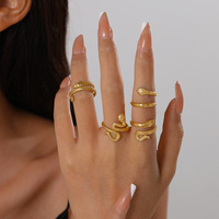 Wasserdichter Schmuck Snake Open Ring Vergoldeter Edelstahl Trendy Opp Bag Damen OEM ODM Verlobung ringe für Damen 6St