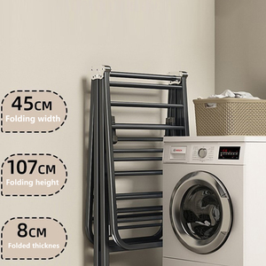 Nhà Máy 3-Tier Carbon Thép Vải Máy Sấy Móc Áo Đứng Có Thể Gập Lại May Mặc Kim Loại Giá Cho Giặt Quần Áo Sấy Khô & Lưu Trữ Giày - Product Image 4