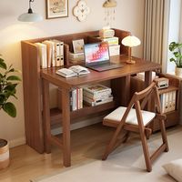 Bureau de travail au design exquis, style minimaliste en bois, avec étagères ouvertes pour petits espaces