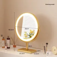 Table de toilette en métal de style Art déco haut de gamme pour chambre principale, grand miroir de maquillage de bureau avec lumière rotative pour usage domestique