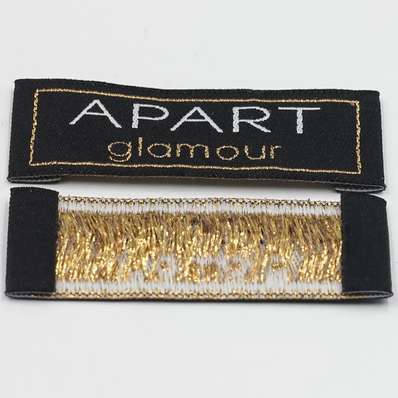 Etichette Brother tessute in raso all'ingrosso personalizzate per produttore di materassi etichette per abbigliamento tessute damasco filo argento dorato
