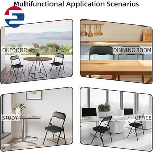 كرسي طعام محمول قابل للطي للحفلات، مغطى بالمخمل مع أرجل معدنية، تصميم عصري للاستخدام الخارجي والمنزلي والمكتبي والمستودعات - Product Image 5