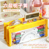 Six couches grande capacité étudiant école enfants pochette boîte papeterie couleur bonbon étanche étui à crayons transparent