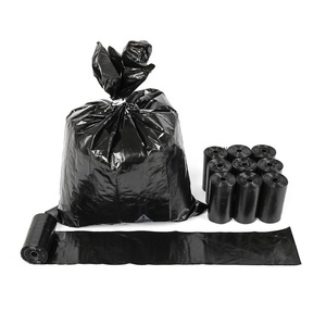 Black Plastic Garbage Trash Bag on rolls hdpe can liner cn gua packing roll plastic star seal waste bag with twist tie