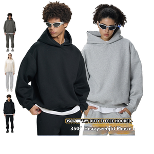 Felpa da <span class=keywords><strong>uomo</strong></span> dei pesi massimi 350g alla moda di marca versione corta larga squadrata con personalizzazione felpa in pile a Pattern solido - Product Image 3