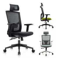 Chaise de bureau ergonomique en tissu avec support de tête en maille pivotante pour cadres