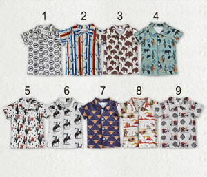 เสื้อเชิ้ตแขนสั้นสไตล์ตะวันตกติดกระดุมสำหรับเด็กผู้ชาย เสื้อโปโลเด็กผู้ชายตัวเล็ก - Product Image 1