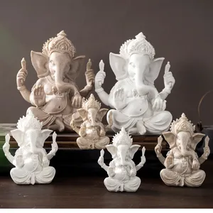 Statue de Ganesha en résine Feng Shui, sculpture d'éléphant en grès, Bouddha, déesse indienne d'Asie du Sud-Est, ornement de bureau - Product Image 6
