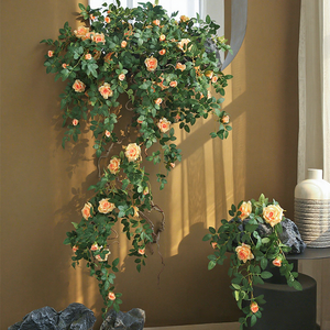 Guirlande de roses artificielles en soie et plastique, avec lierre, pour mariage, Saint-Valentin, décoration murale ou de tuyaux, longue durée - Product Image 3
