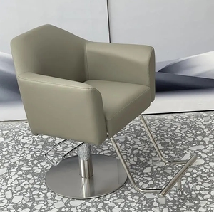 High-end Hair Salon Furniture Armchair Can Rotate and Lift Stainless Steel Metal Barber <b>Chair</b> - Product Image 4