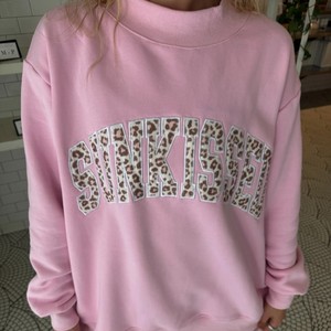 Biểu Tượng Tùy Chỉnh Thư Phụ Nữ Của Leopard Chắp Vá Áo Thun Áo Quá Khổ Dài Tay Áo Thêu In Mock Cổ Mùa Thu/Mùa Đông - Product Image 4