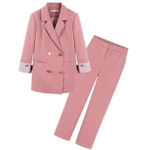 Ensemble deux pièces professionnel pour femme, <span class=keywords><strong>taille</strong></span> <span class=keywords><strong>grande</strong></span> M-5XL, nouveau, automne, pantalon ample court et veste. - Product Image 3