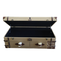 Table basse rétro vintage en bois de style coffre avec 2 tiroirs, meuble TV et table centrale pour la décoration intérieure, fabriqué en Chine