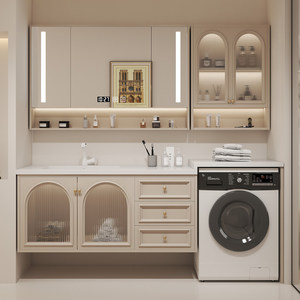 Modern Cream White Floating Bathroom Vanity Solid Wood Cabinet with Smart LED <b>Mirror</b> Integrated Sink - Product Image 6