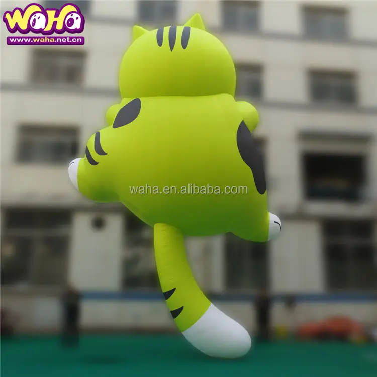 Ustom-pared de escalada inflable para decoración de edificios, animal nflatable de gato de dibujos animados con luz