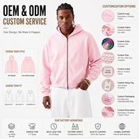 Sweat-shirt zippé en molleton de coton 360 GSM, coupe ample vintage, veste zippée intégrale pour homme, style streetwear américain, fourniture marque privée