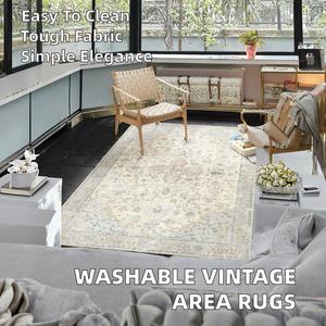 Tappeti <span class=keywords><strong>Vintage</strong></span> in Ciniglia <span class=keywords><strong>Beige</strong></span> Stile Turco e Persiano, Pieghevoli, per Interni, Lavabili in Lavatrice, per Soggiorno e Camera da Letto - Product Image 2