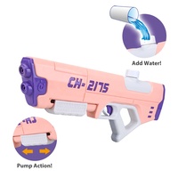 Pistolet à eau d'été pour l'extérieur à double buse Pistolet à eau vert/rose Jeu de tir à l'eau à longue portée Jouet pour enfants
