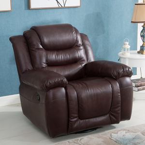 Diseño de transición Asiento único Uso doméstico Muebles Manija de cuero vivo Silla reclinable manual Silla giratoria y balancín - Product Image 1