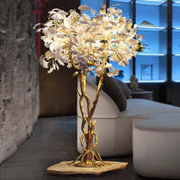 Nouveau produit projet personnalisé décoration intérieure luminaire hôtel villa maison salon céramique blanc feuille de ginkgo lampadaire