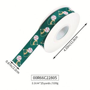 Custom Pattern Sports Ball Athletic 1.6cm/2.2cm 25Yards Stain Grosgrain Ribbon <b>Glitter</b> High Tenacity Game Day Gift Wrapping - Product Image 5