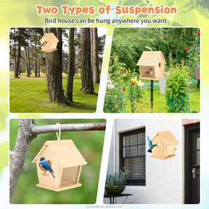 Bluebird <strong>Houses</strong> for Outside Clearance With Pole, Hanging <strong>Bird</strong> <strong>House</strong> Outdoors Garden Patio With Easy Clean Wood Birdhouse Viewing - Product Image 3