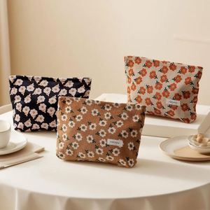 Bolsas de Cosméticos Ecológicas de Algodón con Diseño Floral Retro, Regalos Personalizados para Damas de Honor, Bolsa Organizadora de Maquillaje con Cierre para Viaje - Product Image 2