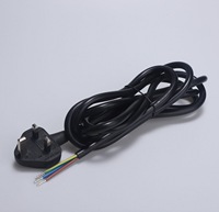 Cable de Extensión de Corriente Alterna para Computadora con Enchufe de 3 Pines y Extremo Abierto, Estándar Británico BS IP11, Unidireccional, 16/3, Blanco y Negro