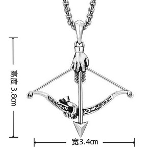Collana Versatile in Acciaio Inossidabile con Ciondolo in Lega a Forma di Arco e Freccia 3D, Accessorio Hip Hop da Uomo per Maglione - Product Image 6