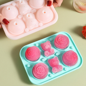 Chất Lượng Cao Xách Tay Linh Hoạt Silicone Rose <span class=keywords><strong>Ice</strong></span> <span class=keywords><strong>Cube</strong></span> Khuôn Làm Bằng Tay Màu Xanh Bia Khay Đặt Nắp Bền Vững Máy Rửa Chén An Toàn Uống - Product Image 2