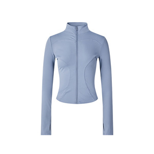Veste de yoga à manches longues pour femmes grande taille, à séchage rapide, avec fermeture é<span class=keywords><strong>clair</strong></span> intégrale, pour la course en plein air, veste de fitness et de Pilates hautement extensible - Product Image 6