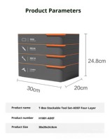 Boîte à outils empilable à 4 couches avec compartiments organisés pour les réparations à domicile et les projets de bricolage