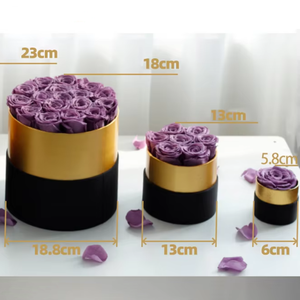 Lovebay Forever Rose Valentine Cadeau Longue Durée Réel Naturel Présenté Fleur Infinity Rose Éternelle Unique Rose dans une Boîte Ronde en Or - Product Image 5