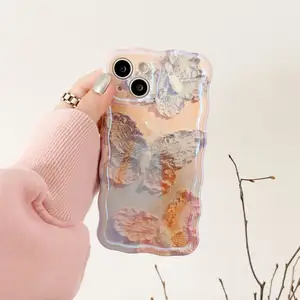 IMDดอกไม้สําหรับiPhone 15 ProหรูหราSoft Tpu Blingแววเคสโทรศัพท์สําหรับiPhone 15 14 13 12 11