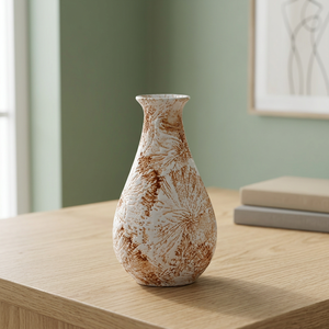 Vase en céramique texturée beige fait main, décoration de table en porcelaine rustique de luxe, style Japandi classique moderne polyvalent - Product Image 3