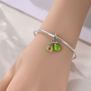 Breloques en forme d'avocat, fraise, cerise, citron, en cuivre plaqué argent, avec émail et zirconiums cubiques, pour bracelet DIY, cadeau - Product Image 3