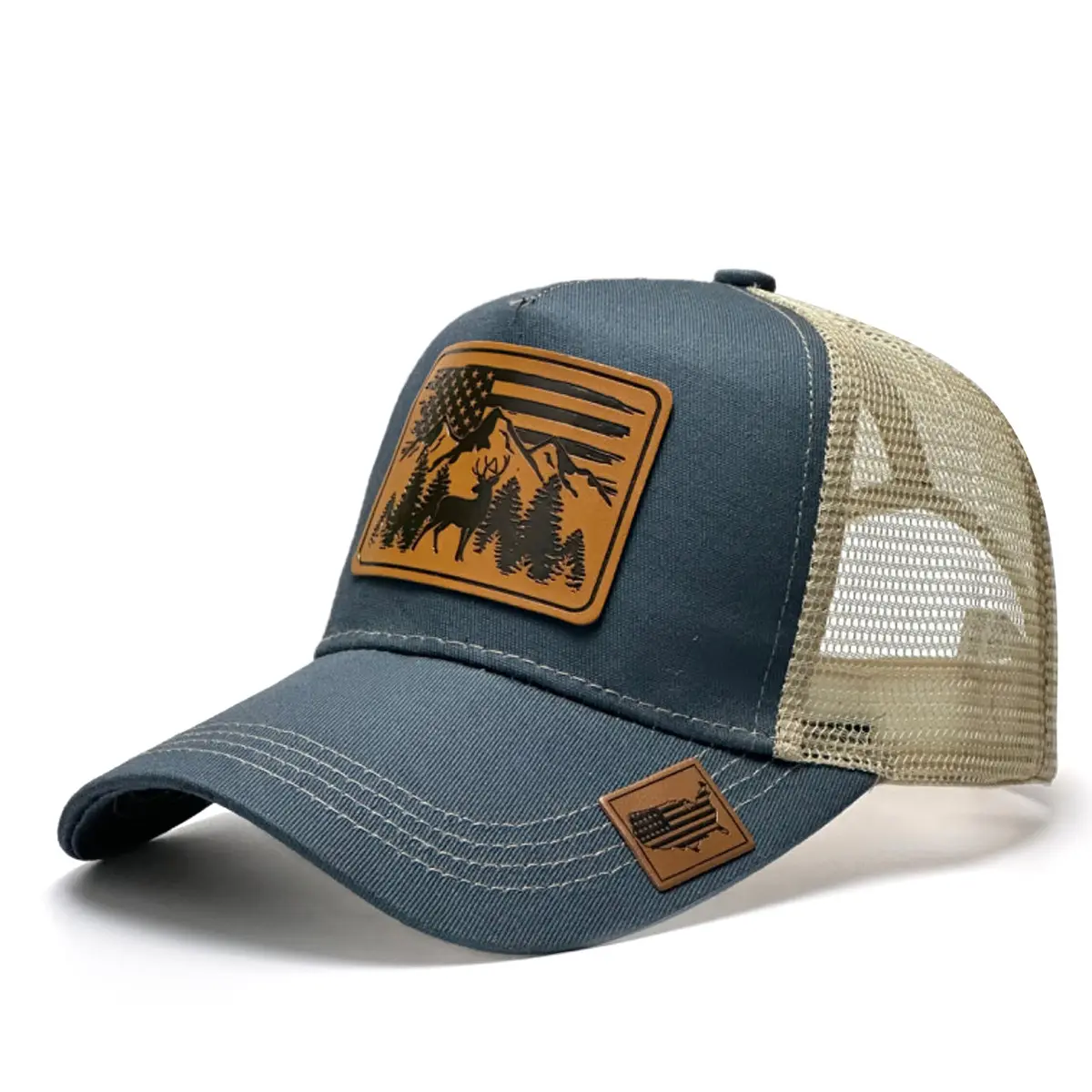 Novo verão chapéus moda bonés homens mulheres esportes bonés em relevo personalizado couro patch trucker hat