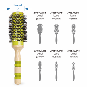 Cepillo de pelo redondo rizador caliente recubierto de cerámica con mango de madera antideslizante profesional con cerdas de nailon iónico resistentes al calor - Product Image 3