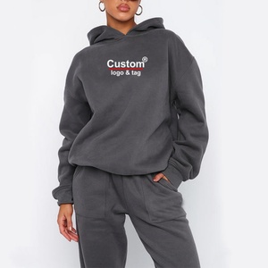 Sudadera con Capucha Extra Grande para Mujer con Logotipo Personalizado, Conjunto Deportivo de 2 Piezas con Pantalones y Estampado Puff, Tejido de Felpa Cálido de Algodón y Poliéster - Product Image 5