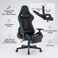 Vente directe du fabricant, chaise de jeu personnalisée en cuir PU et PVC, éclairage RGB, design ergonomique, accoudoirs 3D réglables, rotation à 360°, 3 positions