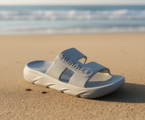 Sandali unisex in EVA con doppio cinturino, comodi, taglia 28, estivi, grigi, a punta aperta, slip-on - Product Image 2