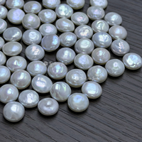 Grandes perles de culture d'eau douce blanches laiteuses de 11-13 mm, forme bouton baroque, perles naturelles en vrac à dos plat pour la création de bijoux DIY