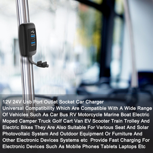 <span class=keywords><strong>Prise</strong></span> de courant étanche IP55 24 V avec 3 ports USB (double QC3.0 & PD3.0) pour <span class=keywords><strong>installation</strong></span> sur main courante de bus ou camion - Product Image 4