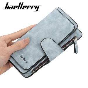 Baellerry Hot mô hình phụ nữ khóa ví tri-gấp multi-khe cắm thẻ ví Frosted PU vải da bán buôn Ví - Product Image 6