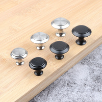 Bouton de meuble creux en acier inoxydable chambre bureau salle de bain commode noir meubles tiroir cuisine unité poignées boutons 21mm