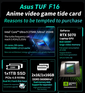 แล็ปท็อป TUF F16 ordinateurs Portable de Jeu 16นิ้ว2.5K โน๊ตบุ๊คเกมเมอร์คอ Ultra9/Ultra7 RTX5070แล็ปท็อปสำหรับเล่นเกม16นิ้ว - Product Image 3