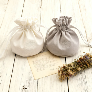 Wholesale Recyclable Customized Color Small Cotton Drawstring Pouch Gift <b>Bag</b> with Embroidered Logo - Product Image 3